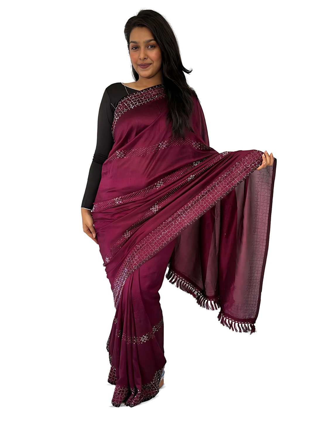 

SANJANA SILK Printed Saree With Blouse Piece, Purple