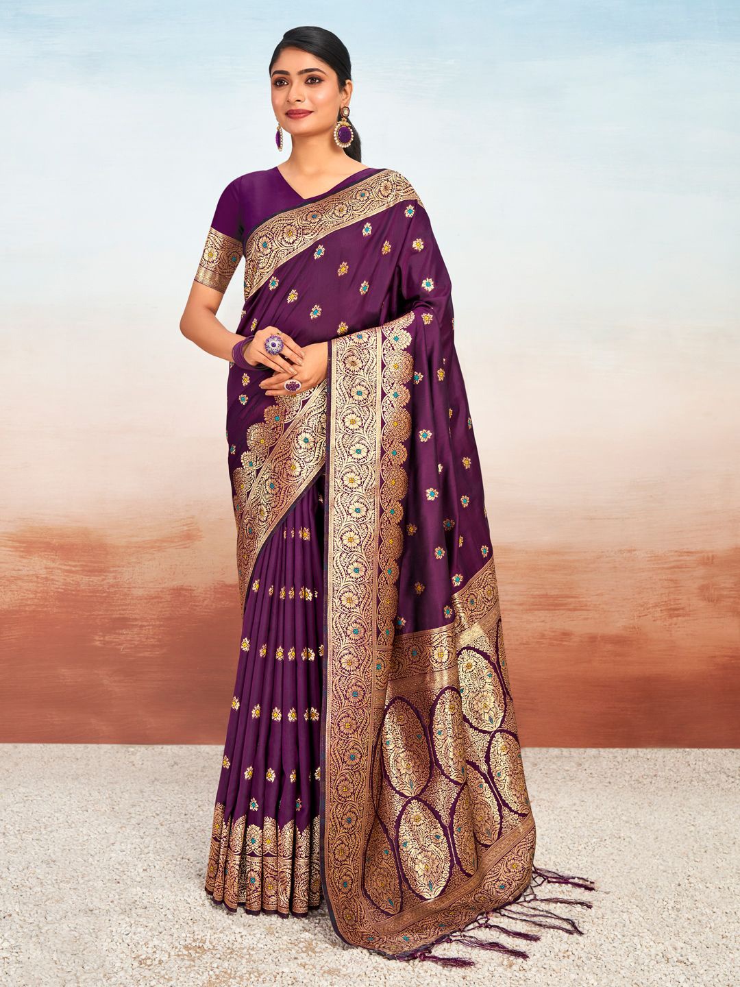 

Exclusiva Woven Design Zari Saree, Purple