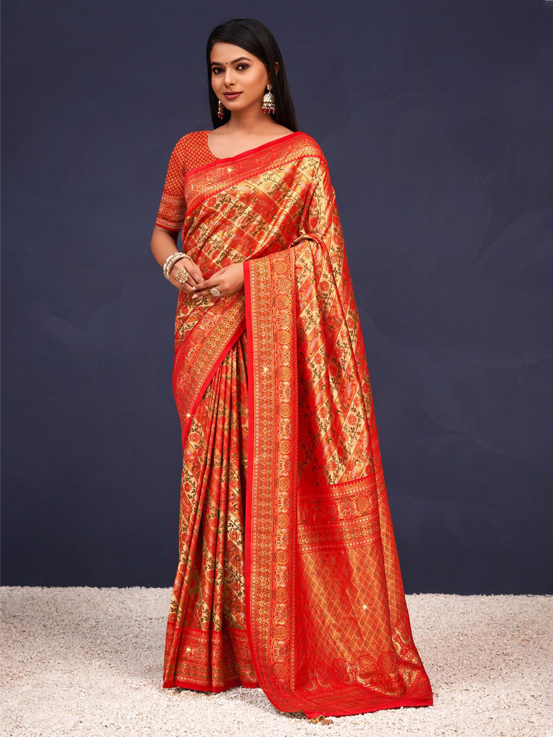 

Exclusiva Woven Design Zari Banarasi Saree, Red