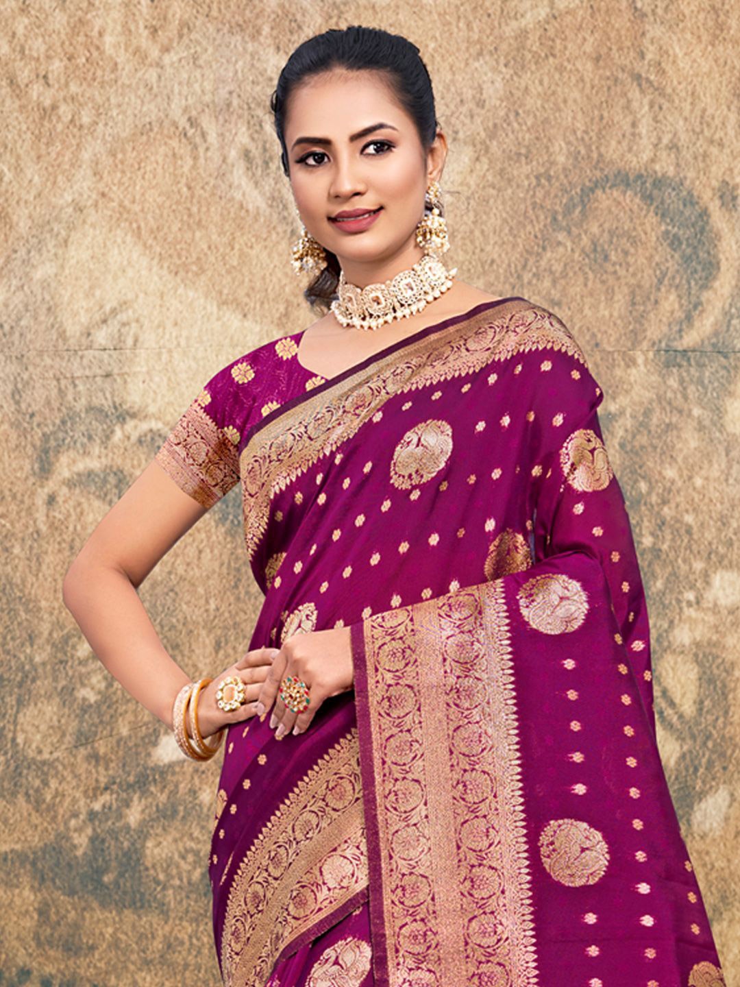 

Exclusiva Woven Design Sarees, Purple