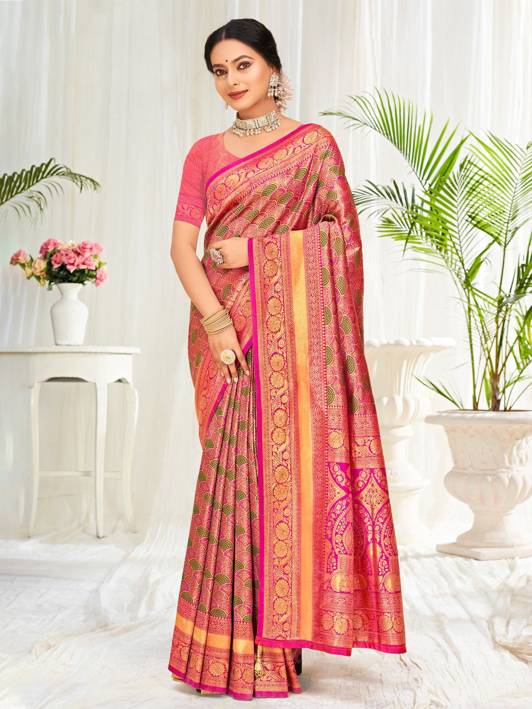 

Exclusiva Woven Design Zari Banarasi Saree, Pink