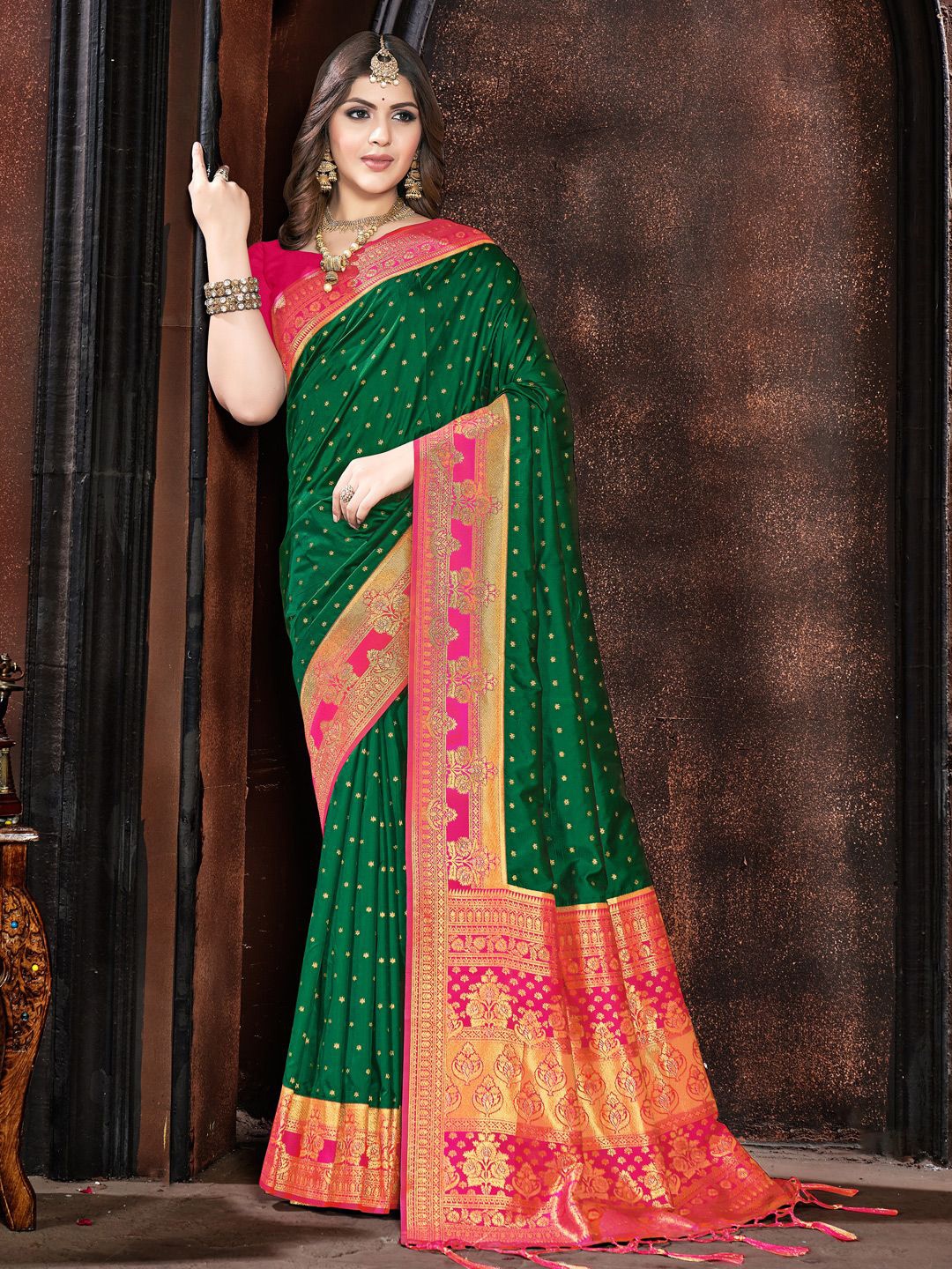 

Exclusiva Ethnic Motifs Woven Design Zari Saree, Green