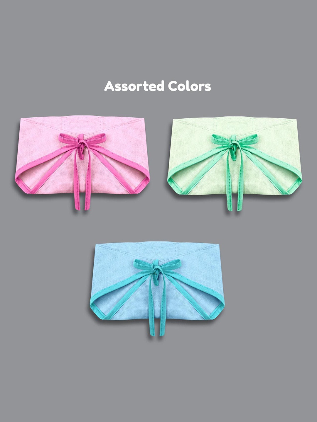 

Born Babies Set Of 3 Assorted Pure Cotton Nappy With Double Loop