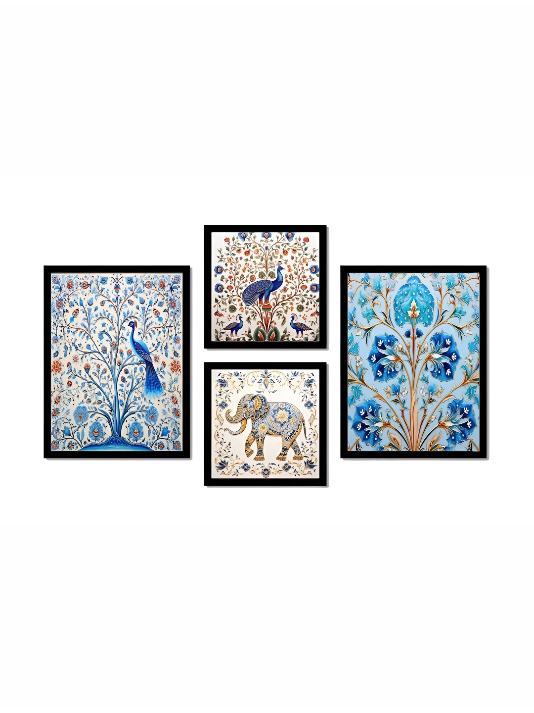 

SCPmarts Blue & White 4 Pieces Floral & Botanical Wall Arts