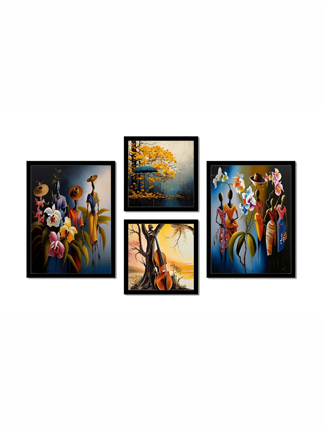 

SCPmarts Blue & Yellow 4 Pieces Floral & Botanical Wall Arts