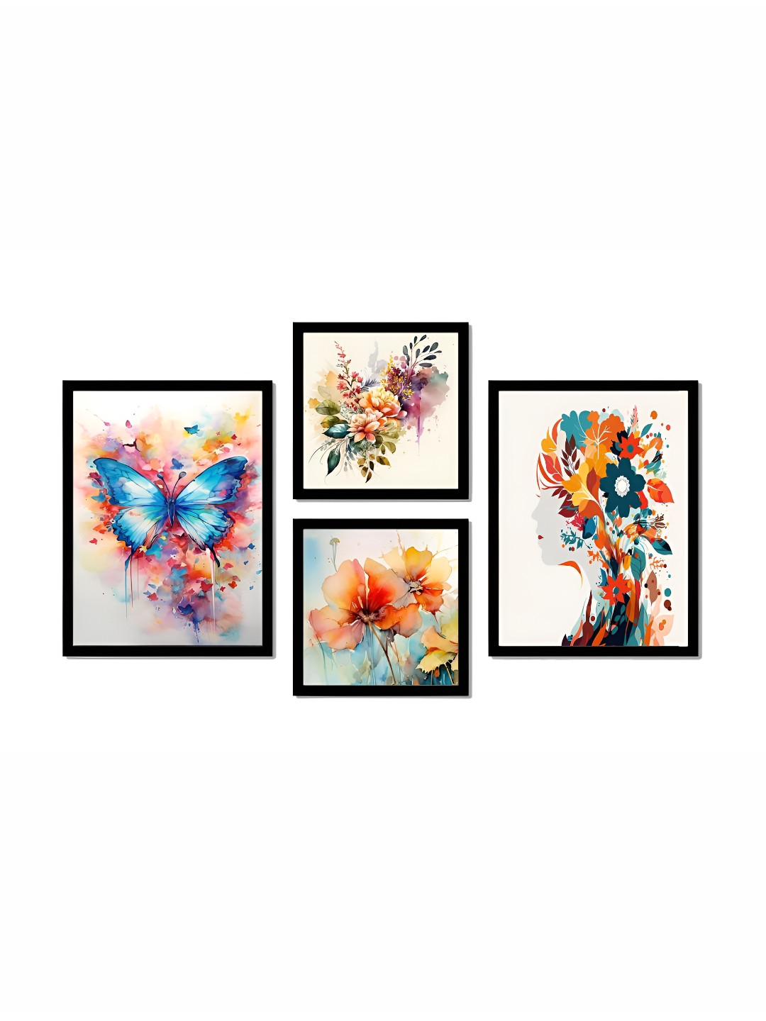 

SCPmarts Blue & Orange 4 Pieces Floral & Botanical Wall Arts