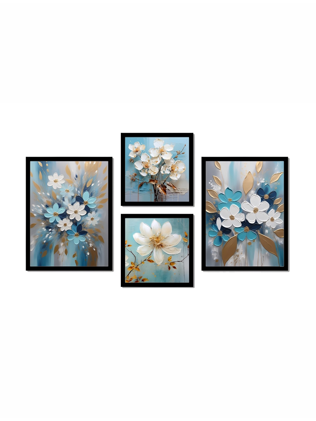 

SCPmarts White & Blue 4 Pieces Floral & Botanical Wall Arts