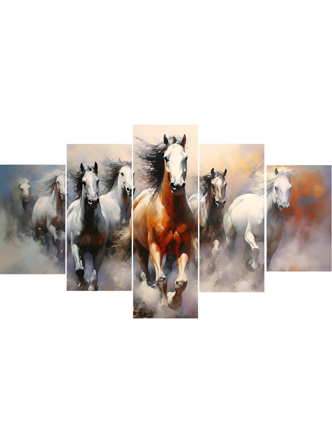 

SCPmarts Orange & White 5 Pieces Birds & Animals Wall Arts