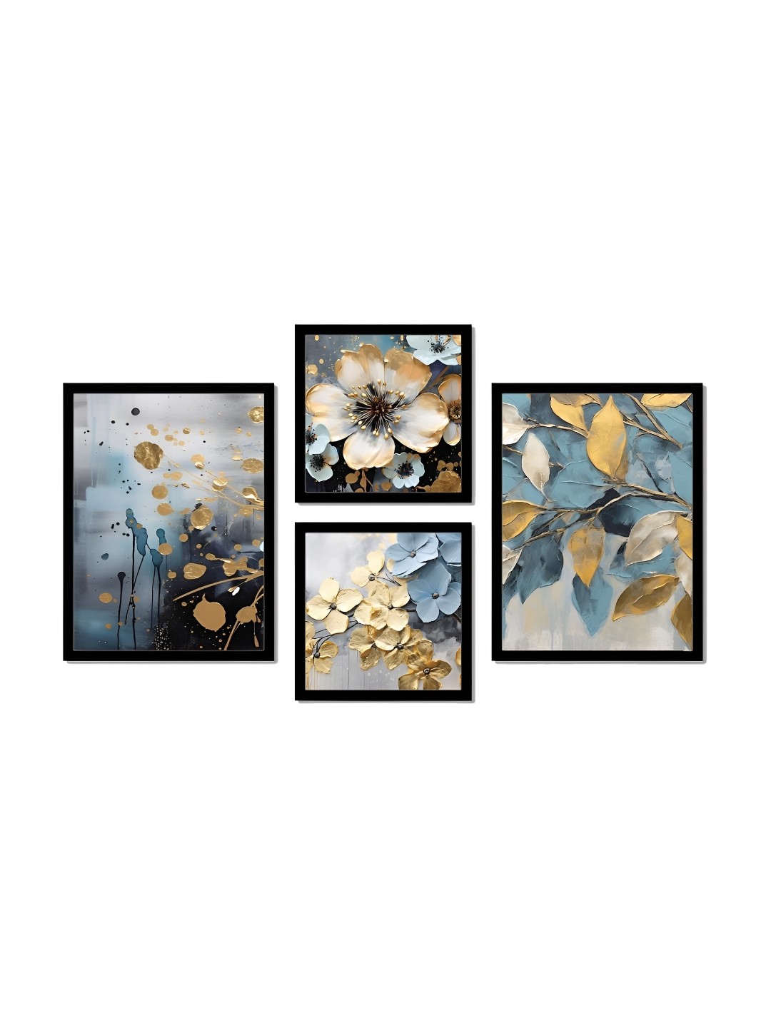

SCPmarts Blue & Yellow 4 Piece Synthetic Wood Floral Wall Art