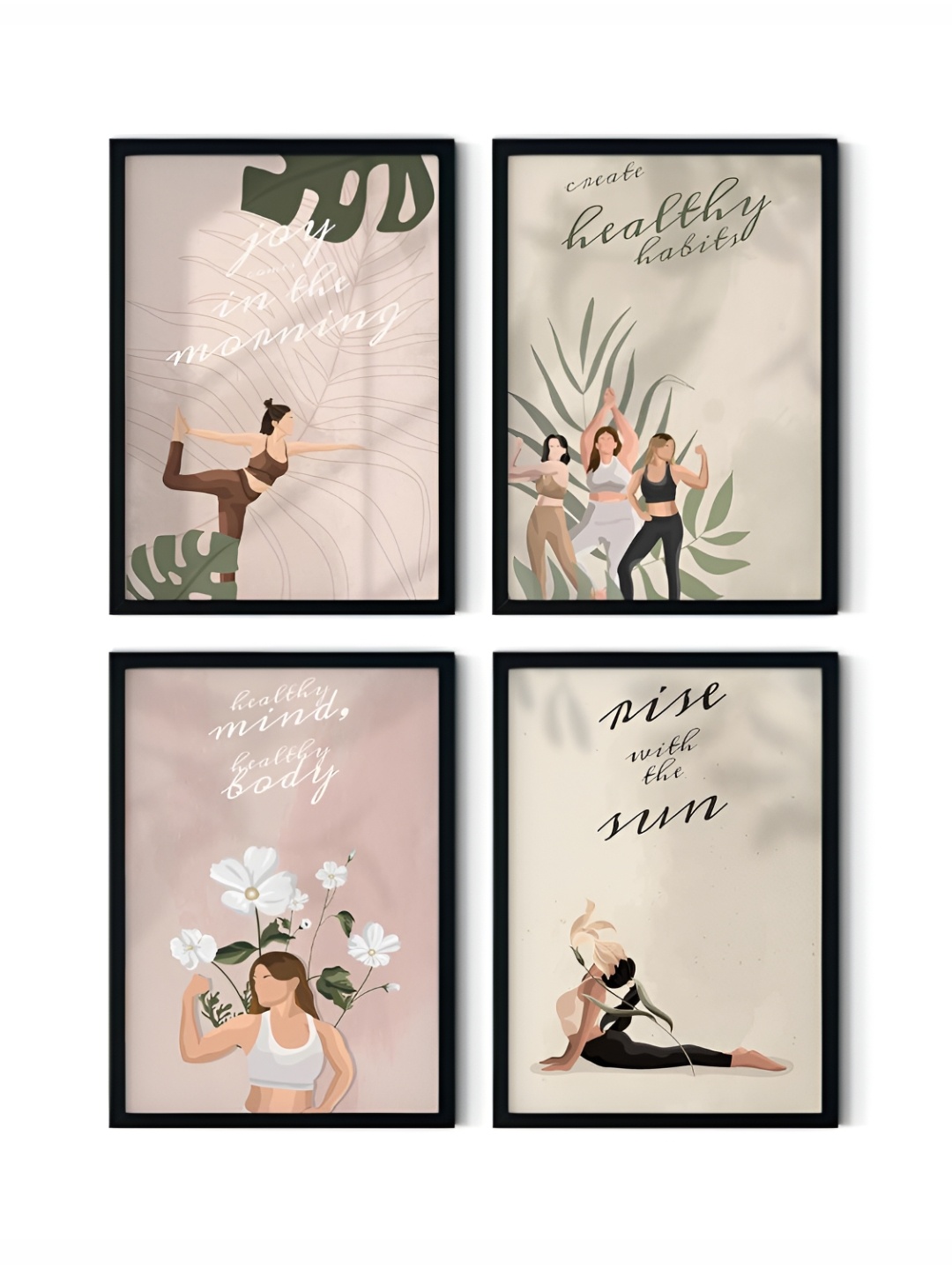 

SCPmarts Green & Cream Coloured 4 Pieces Motivational Quotes Wall Arts