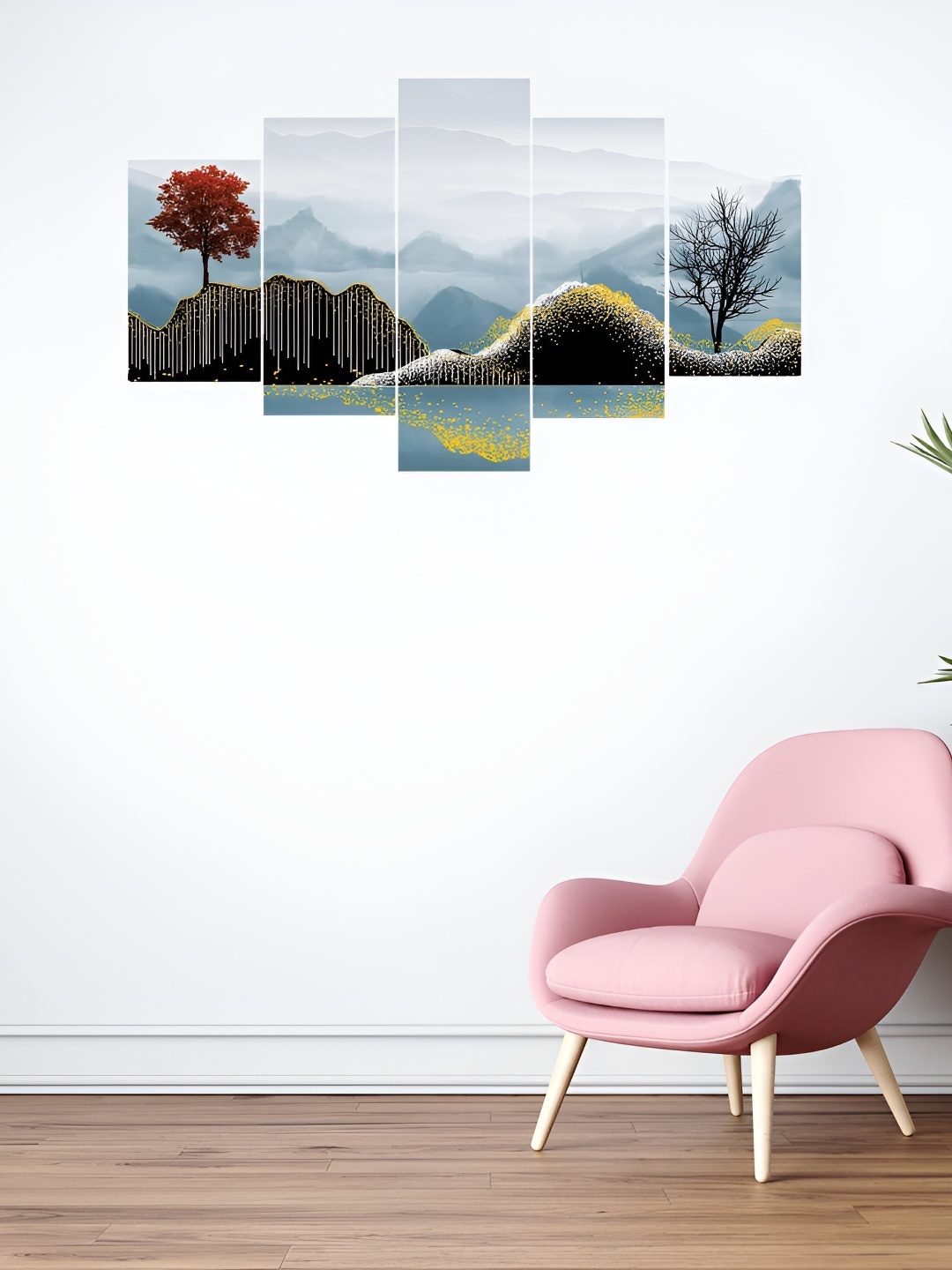 

SCPmarts Blue & Black 5 Pieces Floral & Botanical Wall Arts