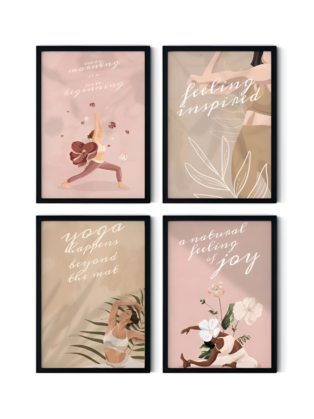 SCPmarts Beige & Pink 4 Pieces Printed Wall Arts