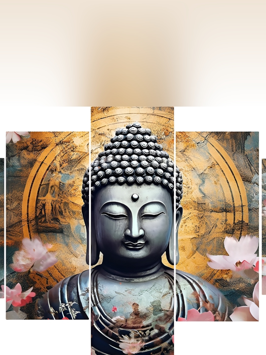

SCPmarts Grey & Yellow 5 Pieces Religious Wall Arts