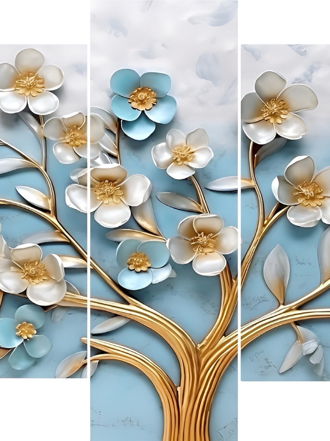 

SCPmarts Blue & White 5 Pieces Floral & Botanical Printed Wall Arts