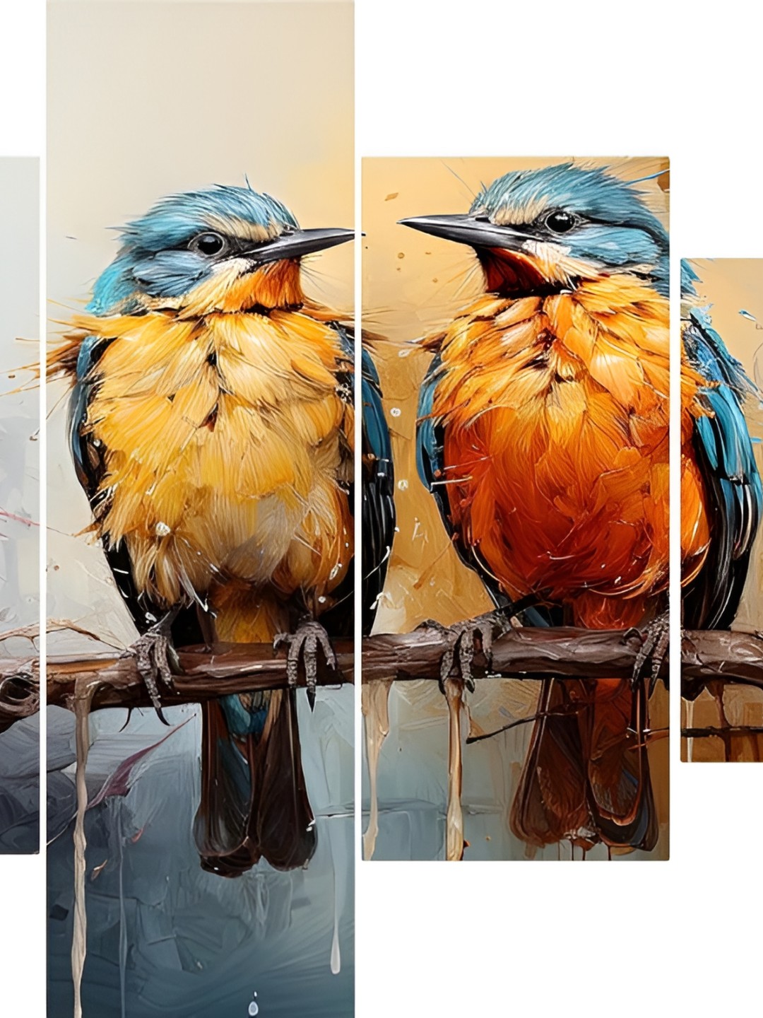 

SCPmarts Blue & Orange 5 Pieces Birds & Animals Wall Arts