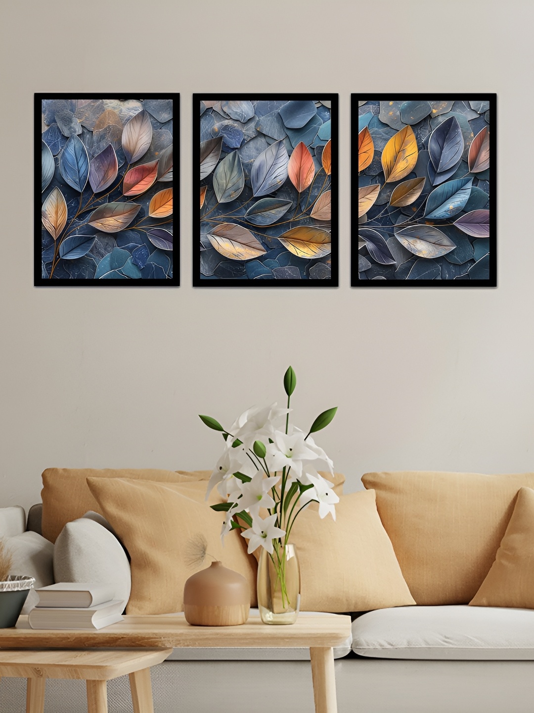 

SCPmarts Blue & Yellow 3 Pieces Floral & Botanical Wall Arts
