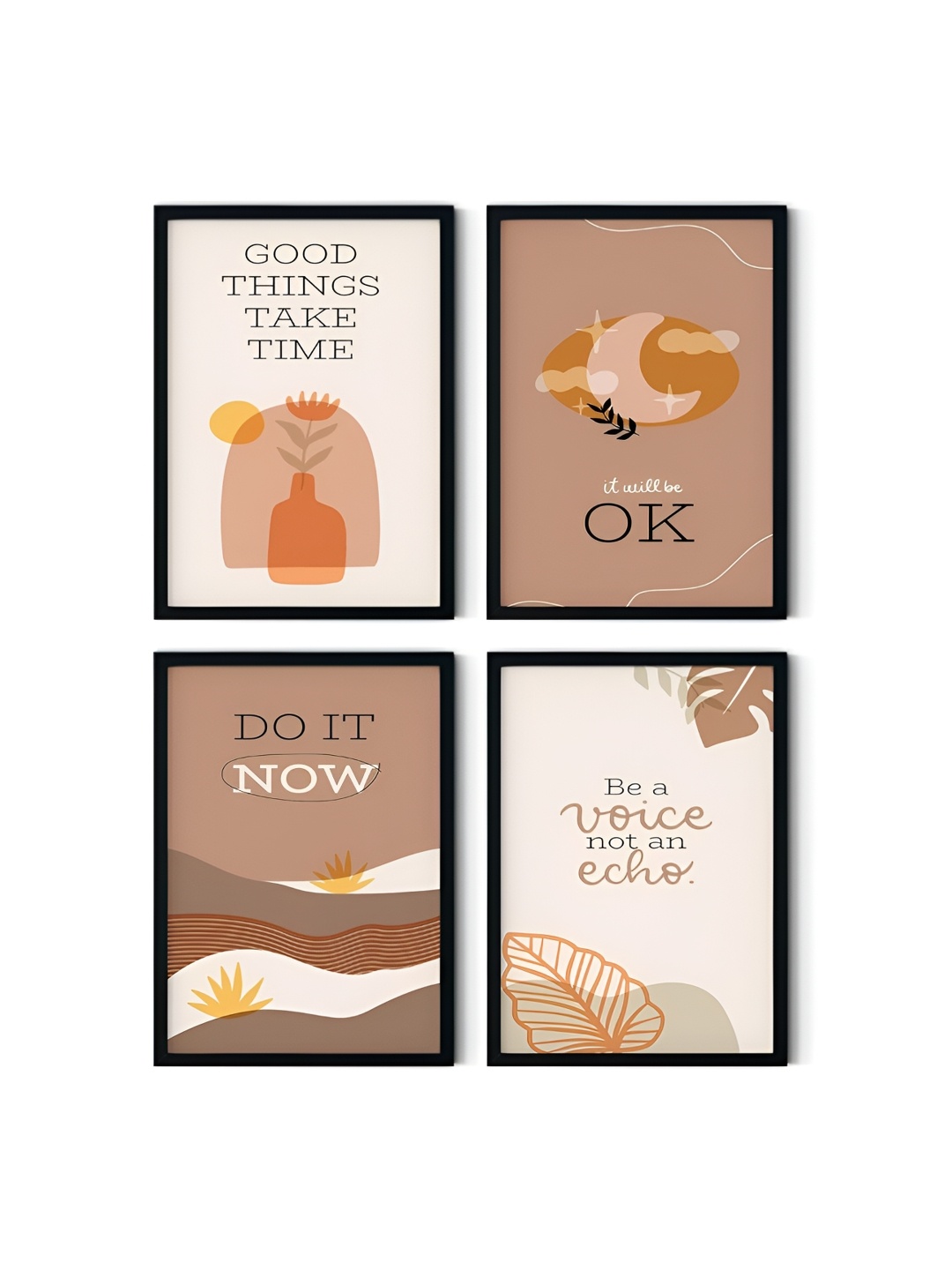 

SCPmarts Brown & Cream 4 Piece Motivational Quotes Wall Art
