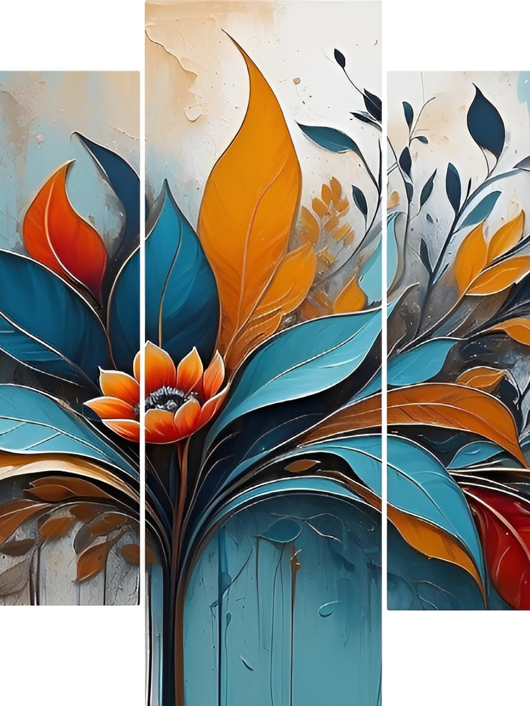 

SCPmarts Blue & Orange 5 Pieces Floral & Botanical Wall Arts