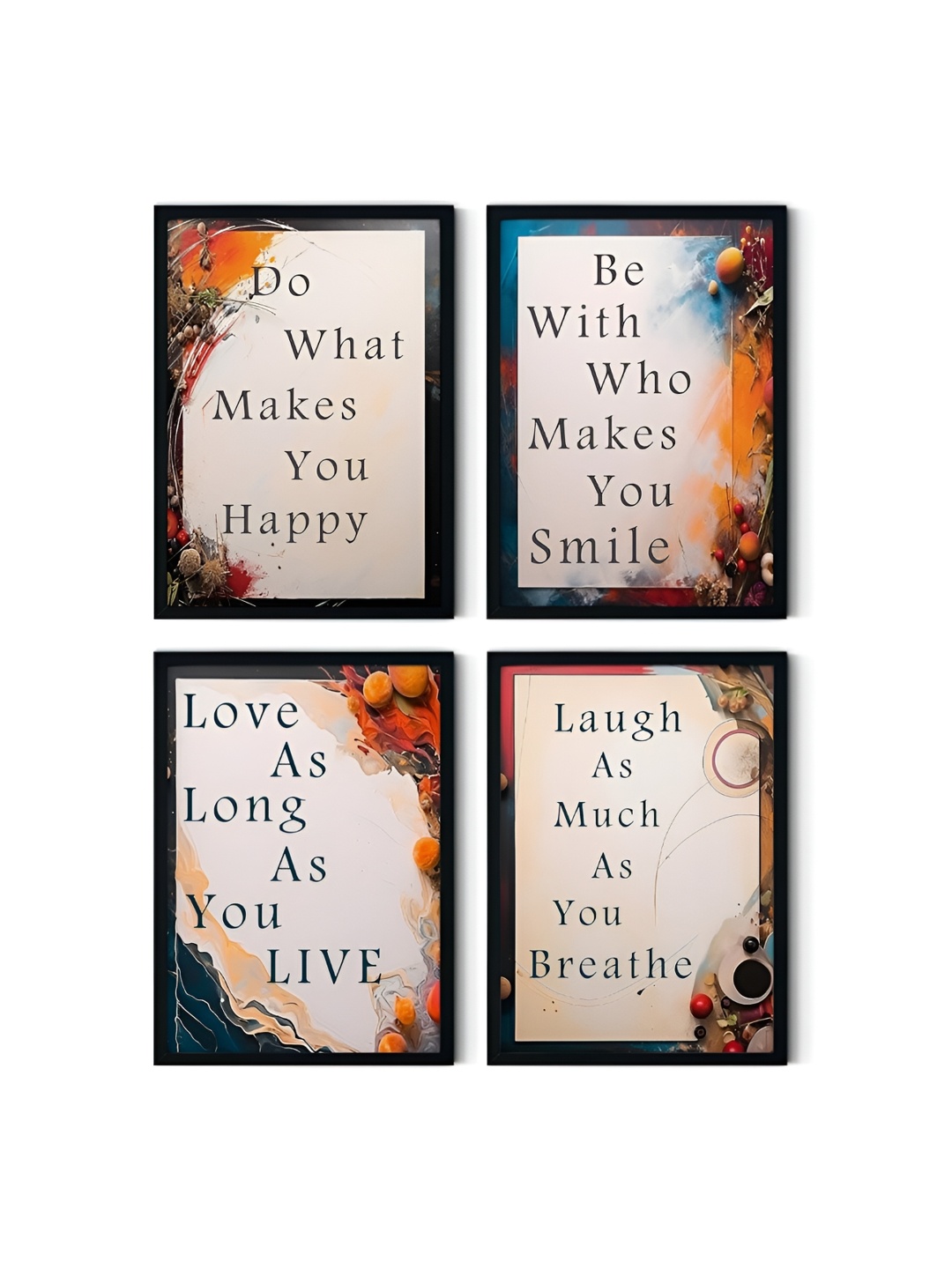 

SCPmarts Cream & Orange 4 Piece Motivational Quotes Wall Art
