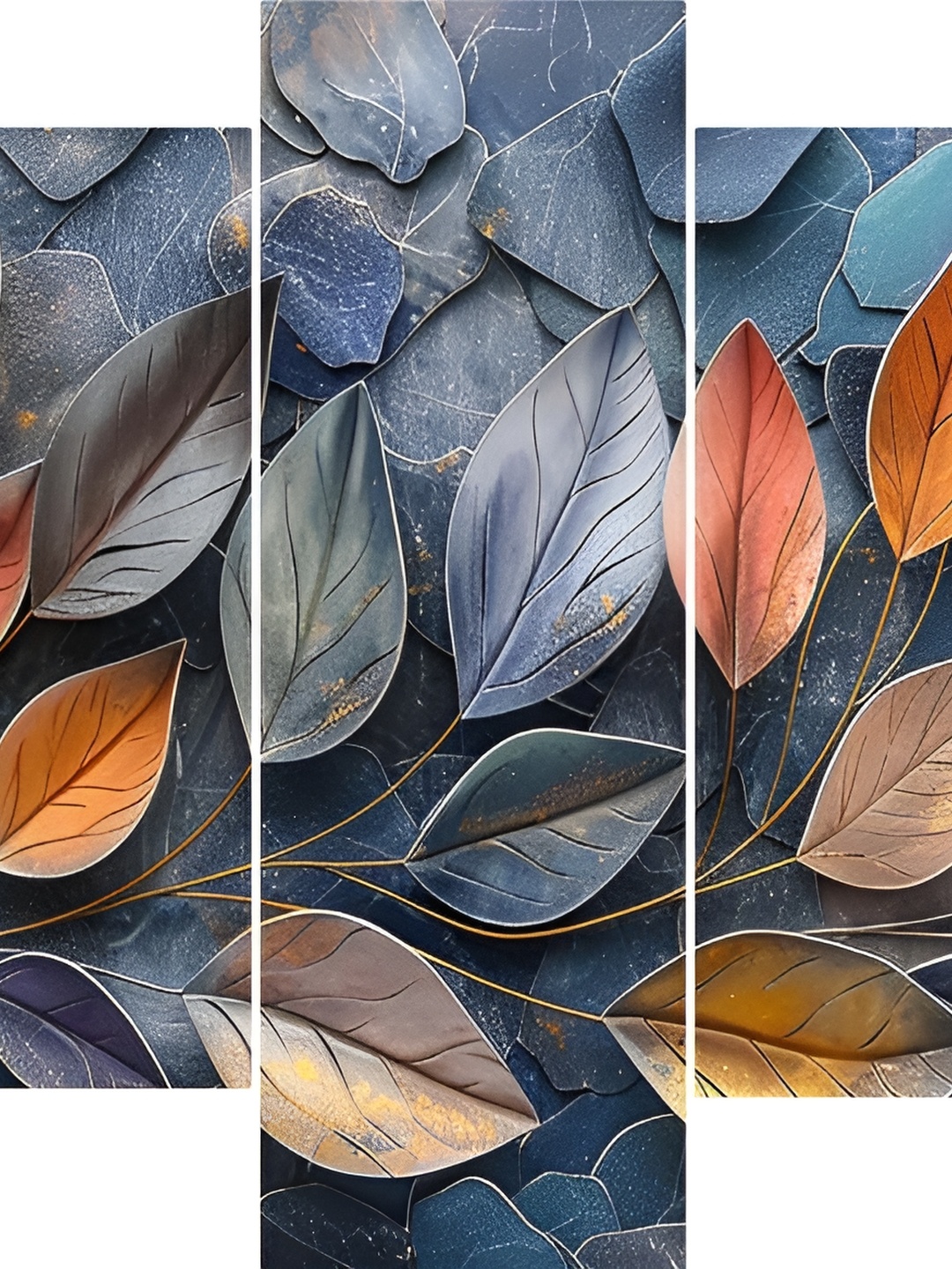 SCPmarts Grey & Orange 5 Piece Floral and Botanical Wall Arts
