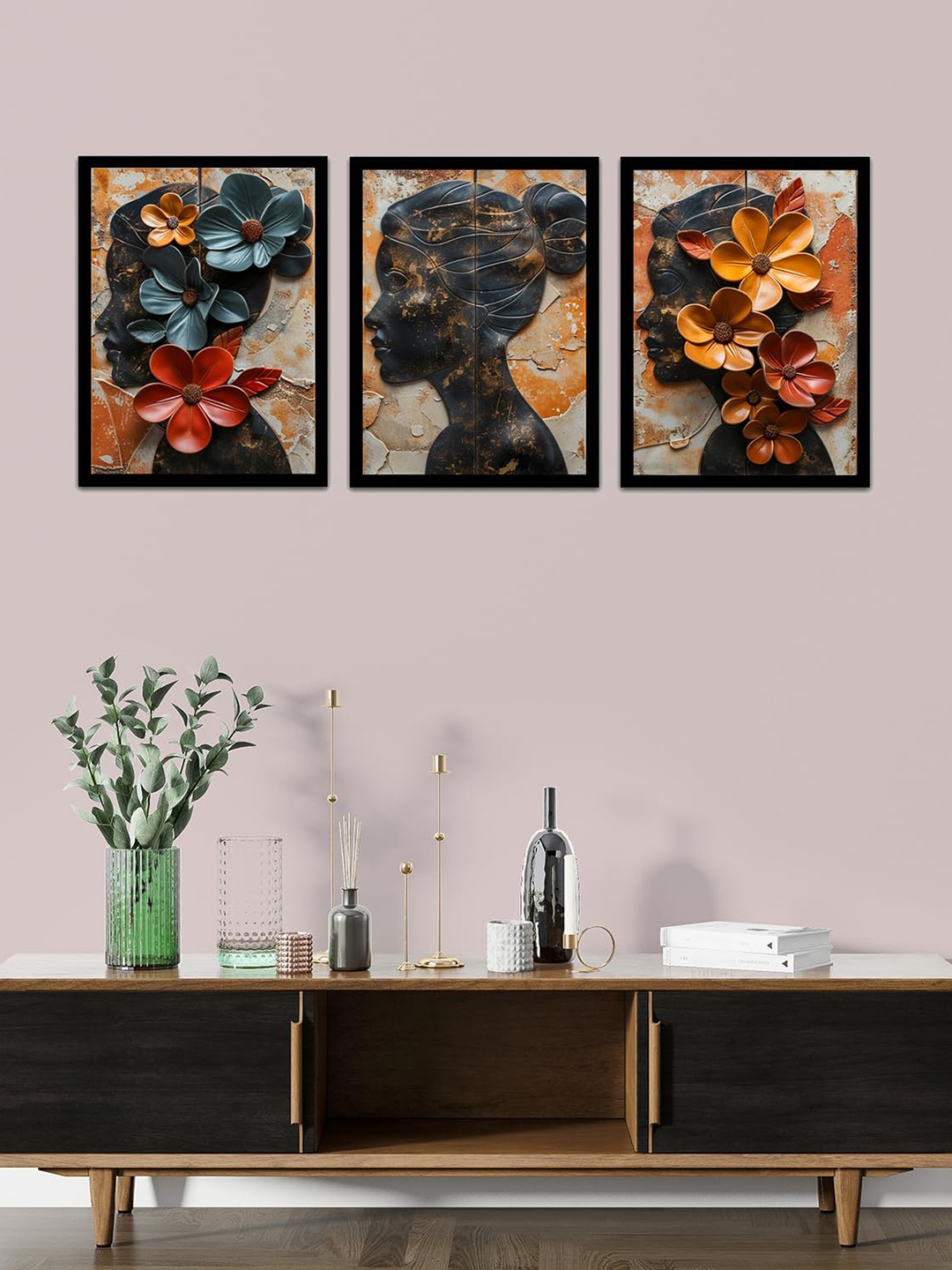 

SCPmarts Black & Orange 3 Pieces Abstract Wall Arts