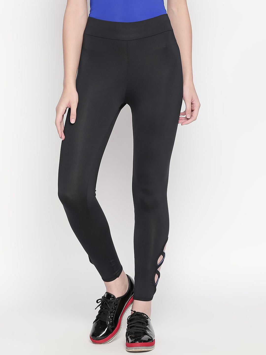 

Tuna London Women High Rise Ankle Length Cotton Sports Tights, Black
