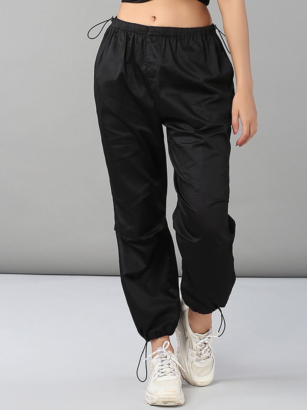 

Tuna London Women Cotton Parachute Joggers, Black
