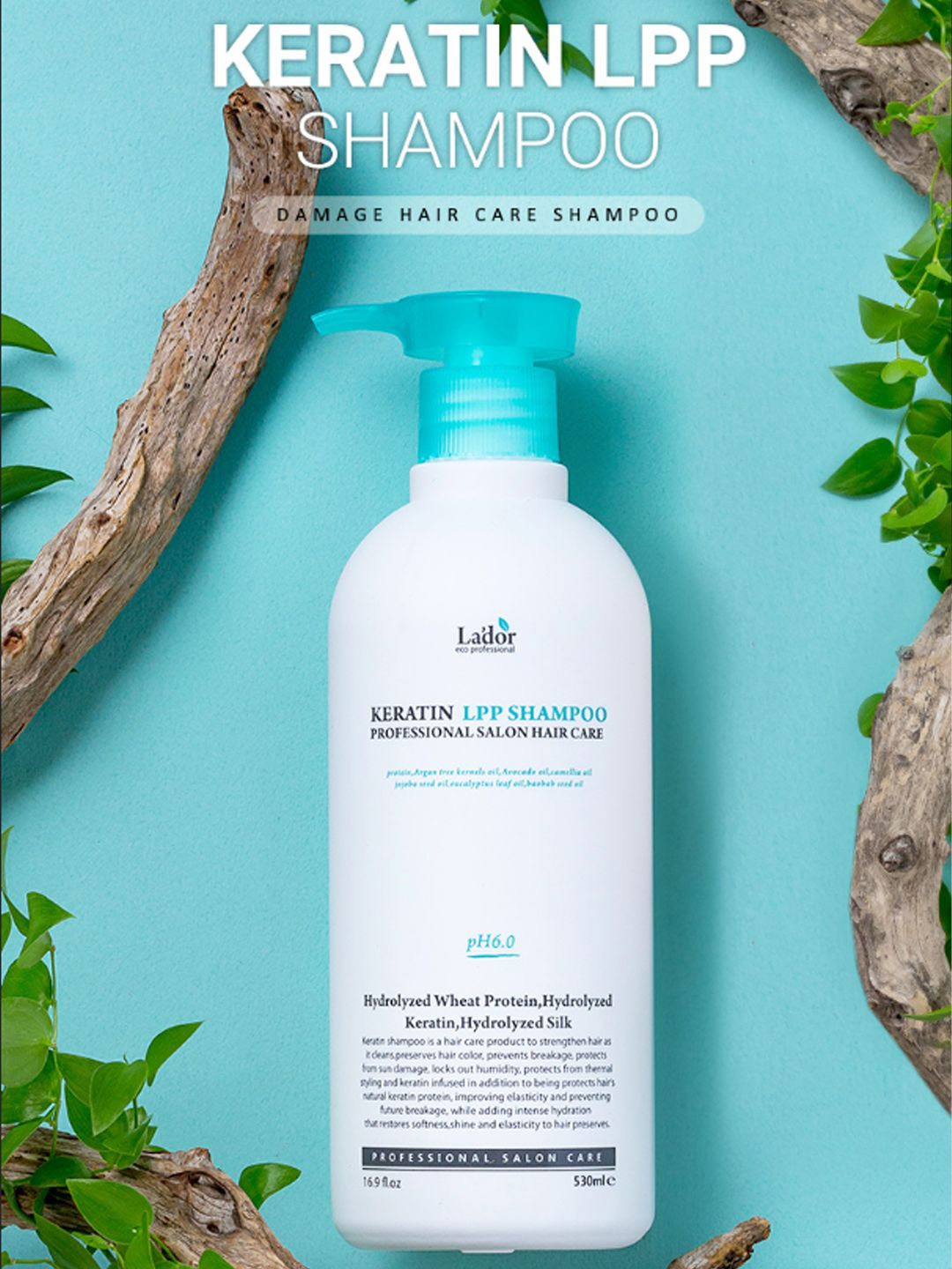 

Lador Keratin LPP Shampoo with Wheat & Soy Protein - 530 ml, White