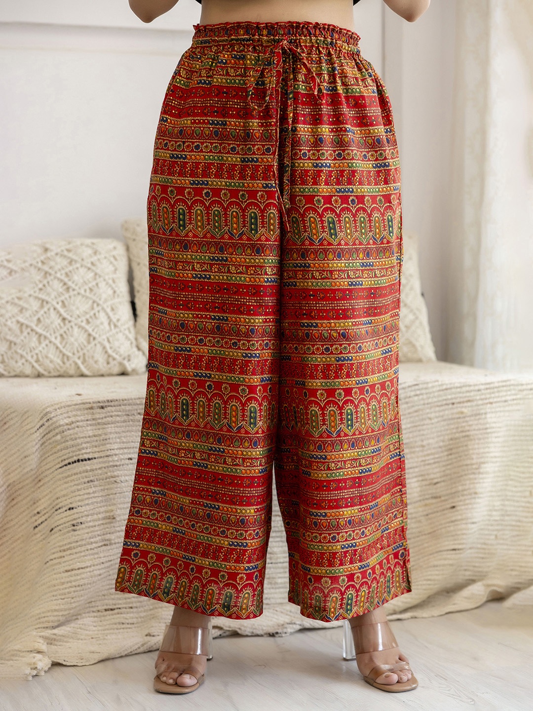 

Nayo Women Ethnic Motifs Printed Palazzos, Red