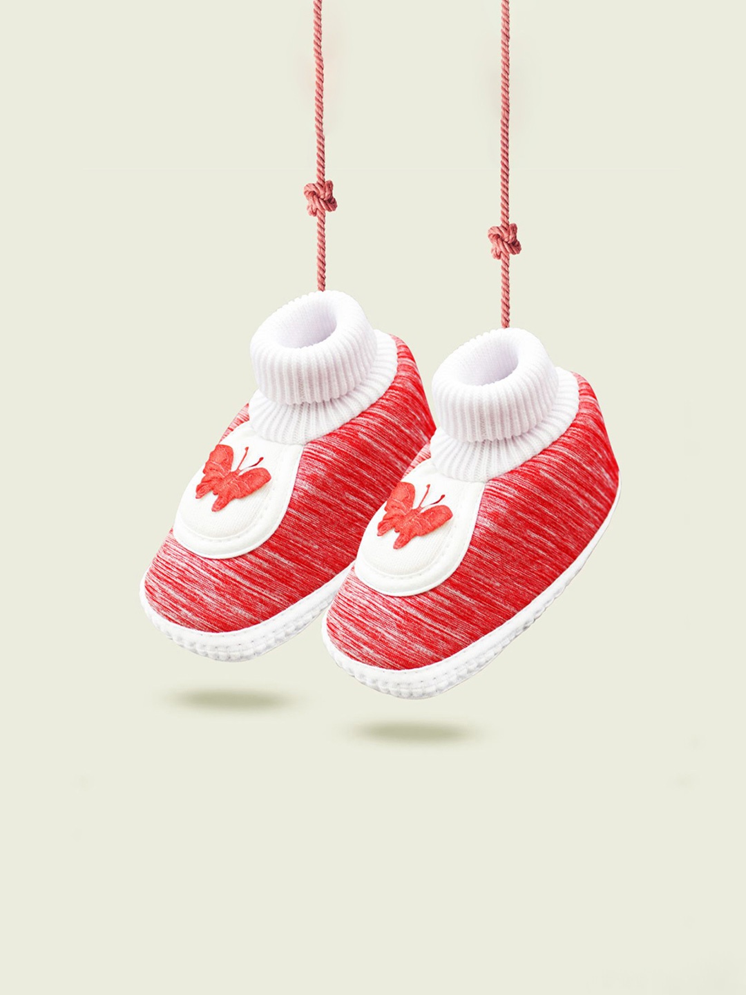 

Born Babies Infants Printed Cotton Booties, Red