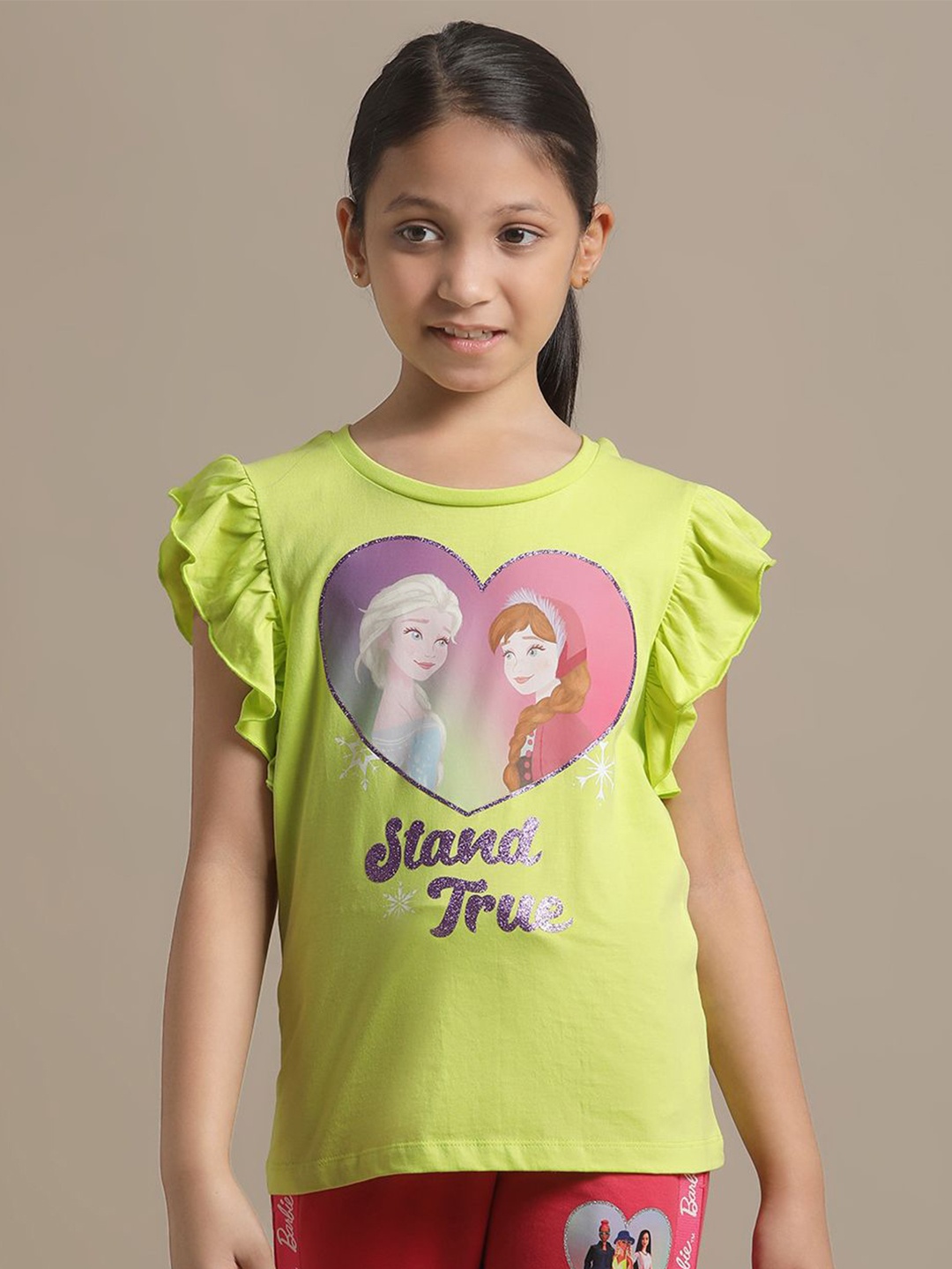 

Kids Ville Girls Frozen Printed Pure Cotton T-shirt, Yellow