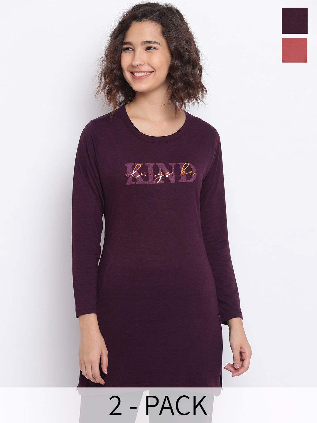 

Duchess Pack Of 2 Printed Lounge T-Shirts, Purple