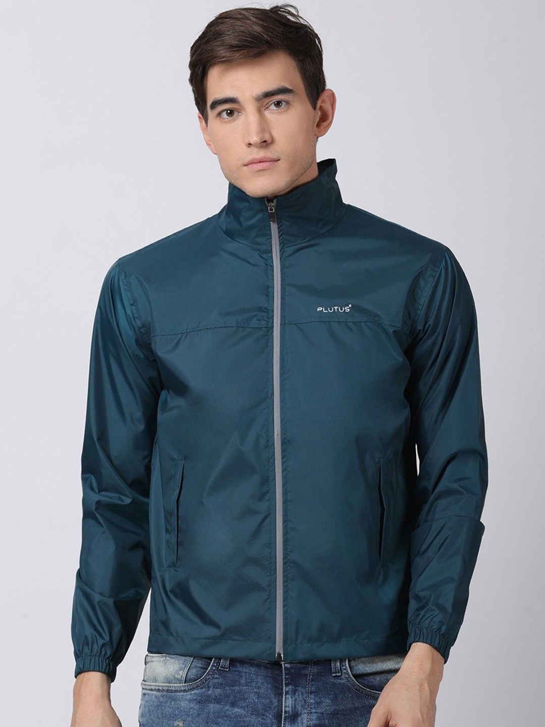 

Plutus Mock Collar Windcheater Outdoor Sporty Jacket, Blue