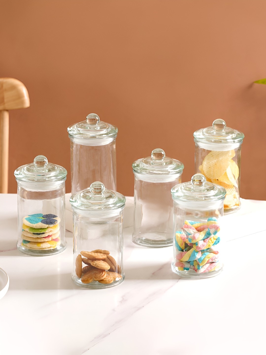 

Nestasia Transparent 6 Pieces Glass BPA Free Glass Containers 200 ml Each