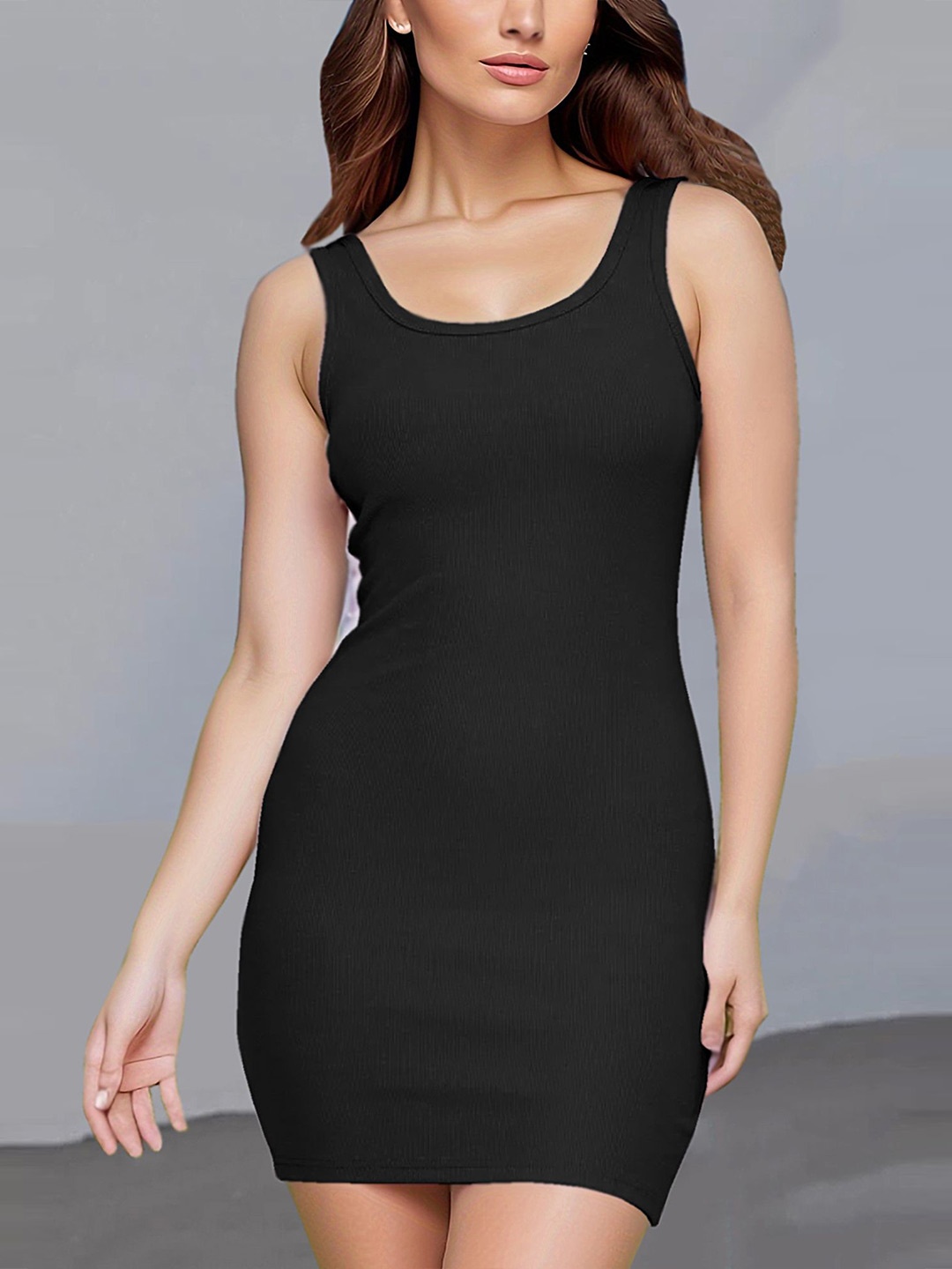 

LULU & SKY Round Neck Sleeveless Bodycon Dress, Black