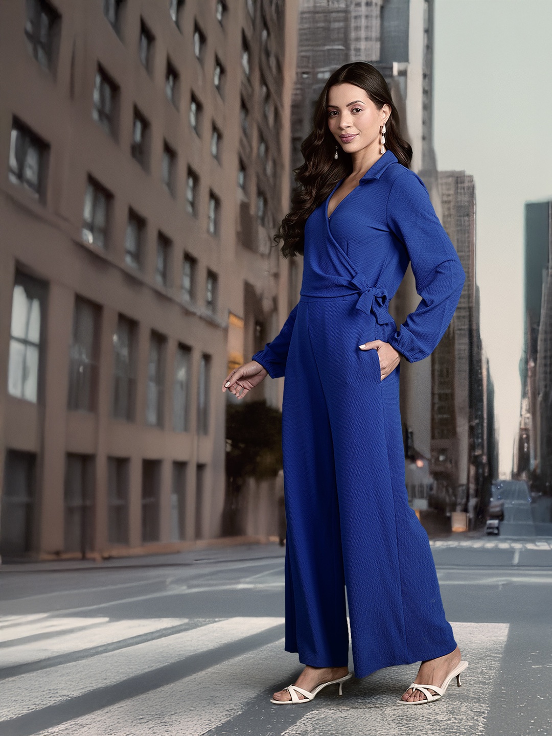 

DressBerry Wrap-Style Jumpsuit, Blue