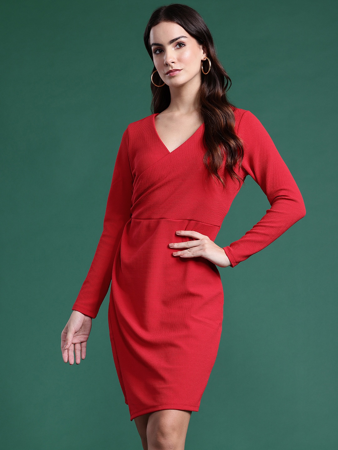 

DressBerry Bizwear Wrap-Style Sheath Dress, Red