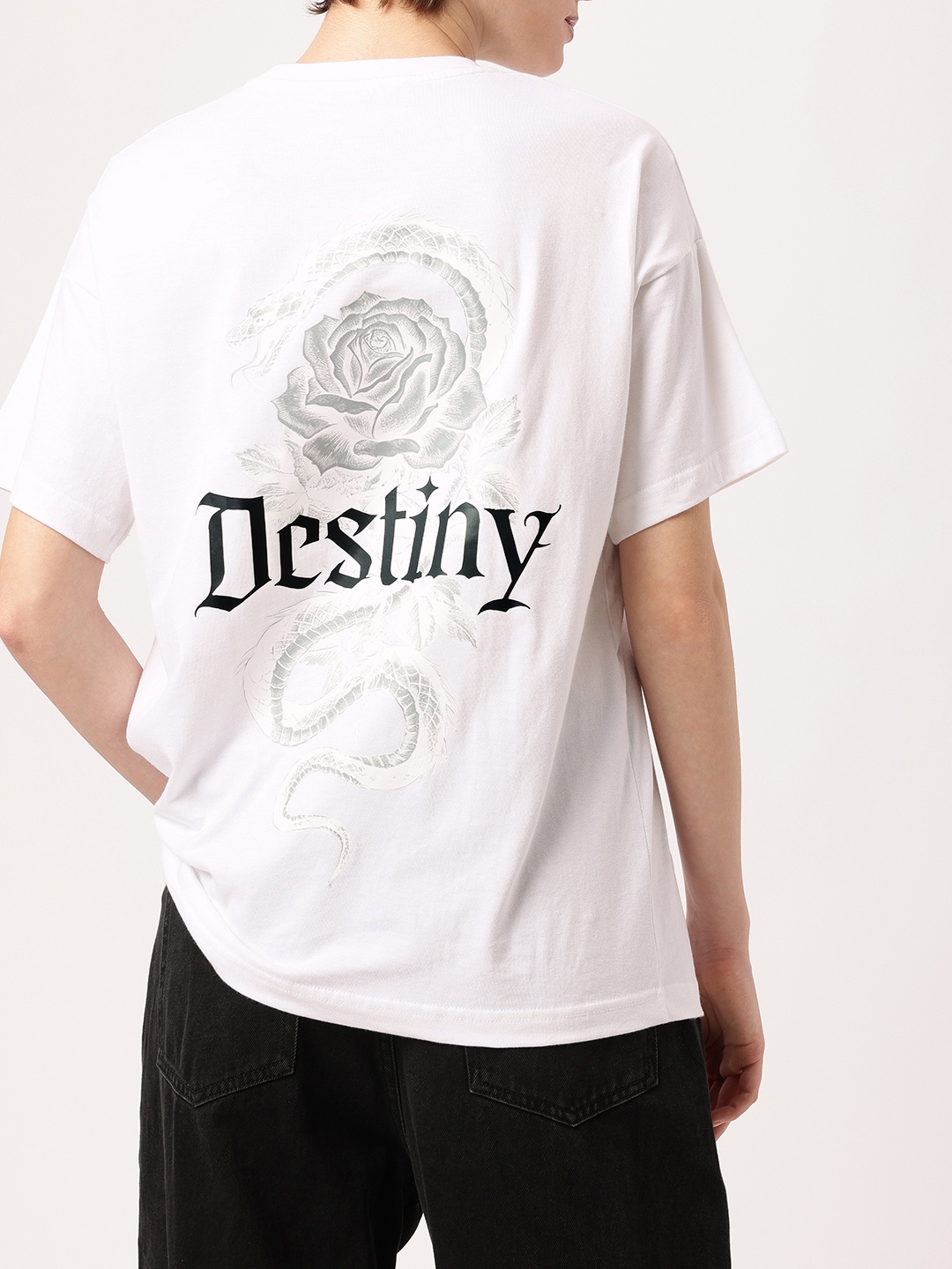 

DressBerry Grunge On The Path To Destiny Street Hustle Printed Oversized T-shirt, White