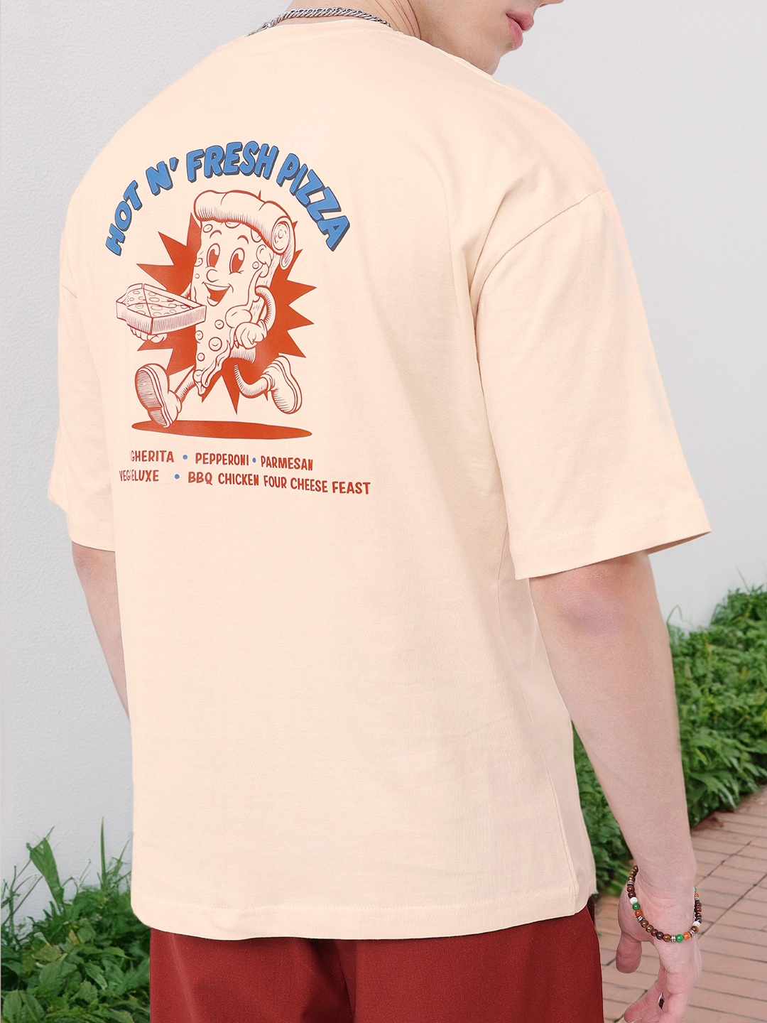 

Kook N Keech Effortless Cool Printed Oversized T-shirt, Cream