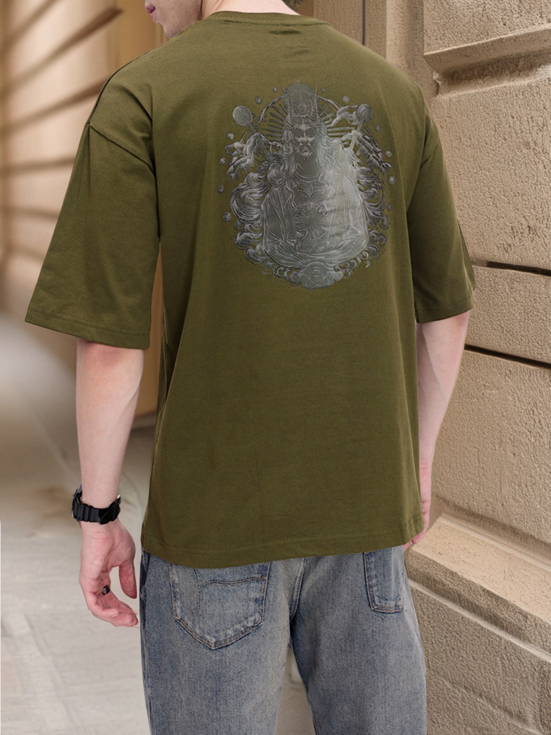 

Kook N Keech Streetwear Twist Printed Oversized T-shirt, Olive