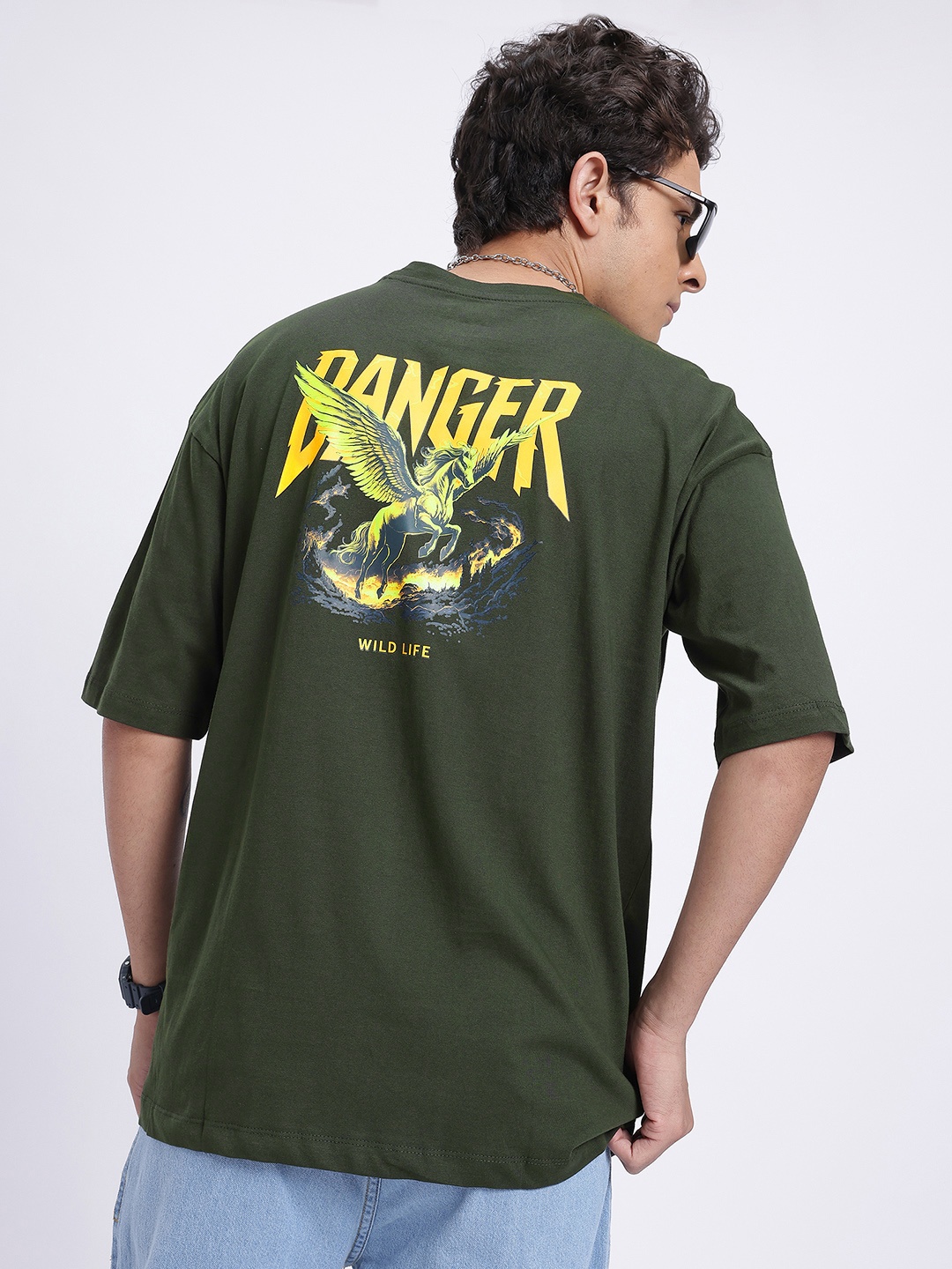 

Kook N Keech Born To Be Wild Printed Oversized T-shirt, Olive