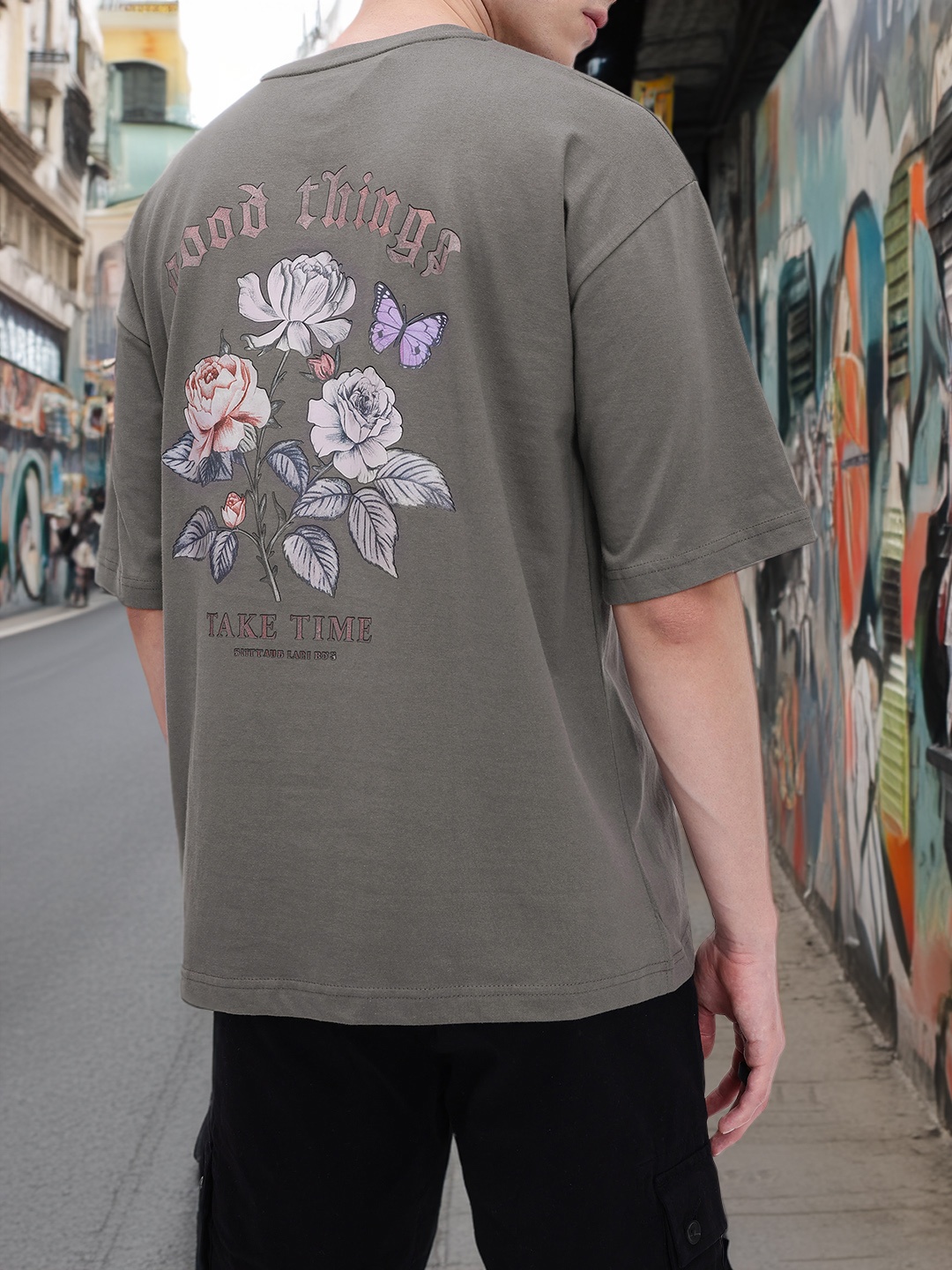 

Kook N Keech Modern Comfort Printed Oversized T-shirt, Grey
