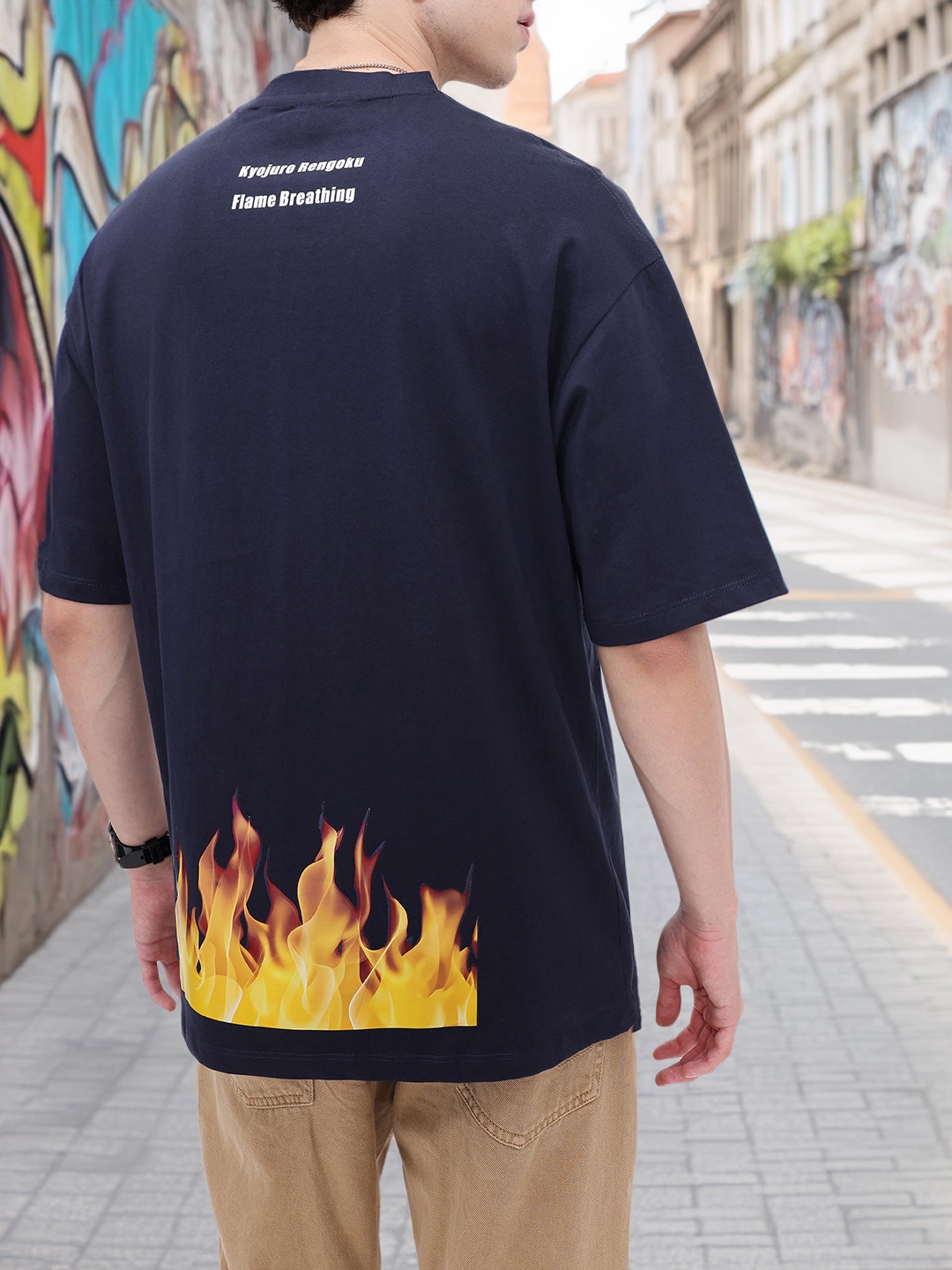 

Kook N Keech Everyday Classic Printed Oversized T-shirt, Navy blue