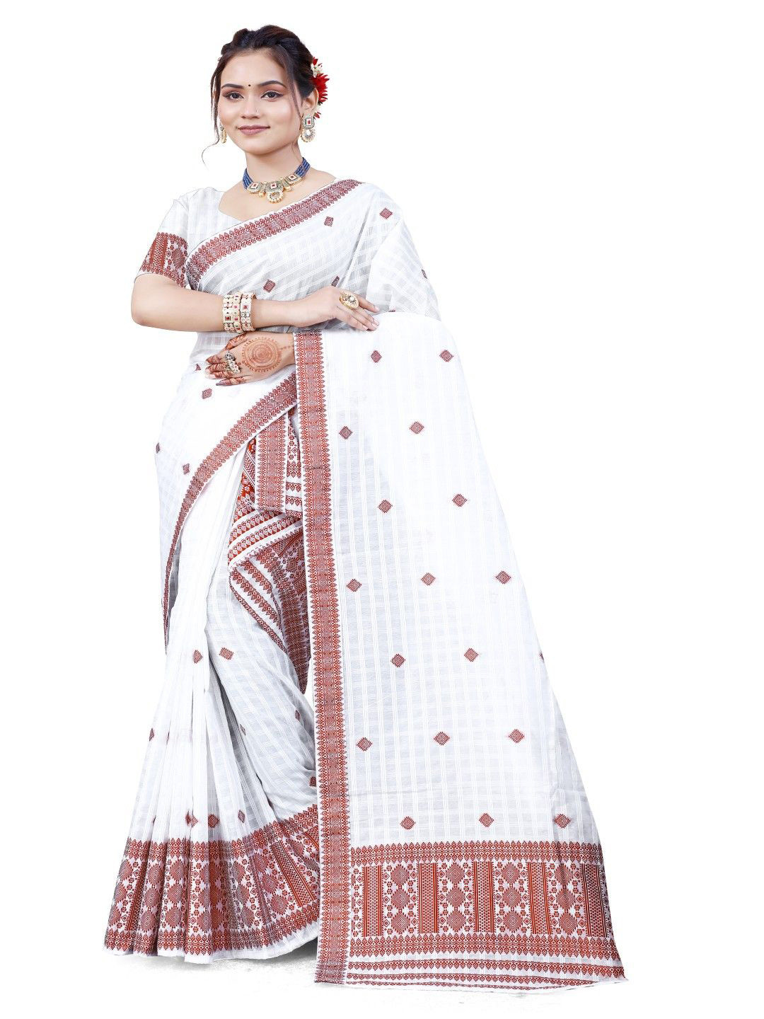 

Skiran's Assamese Mekhela Chador Woven Design Saree, Maroon
