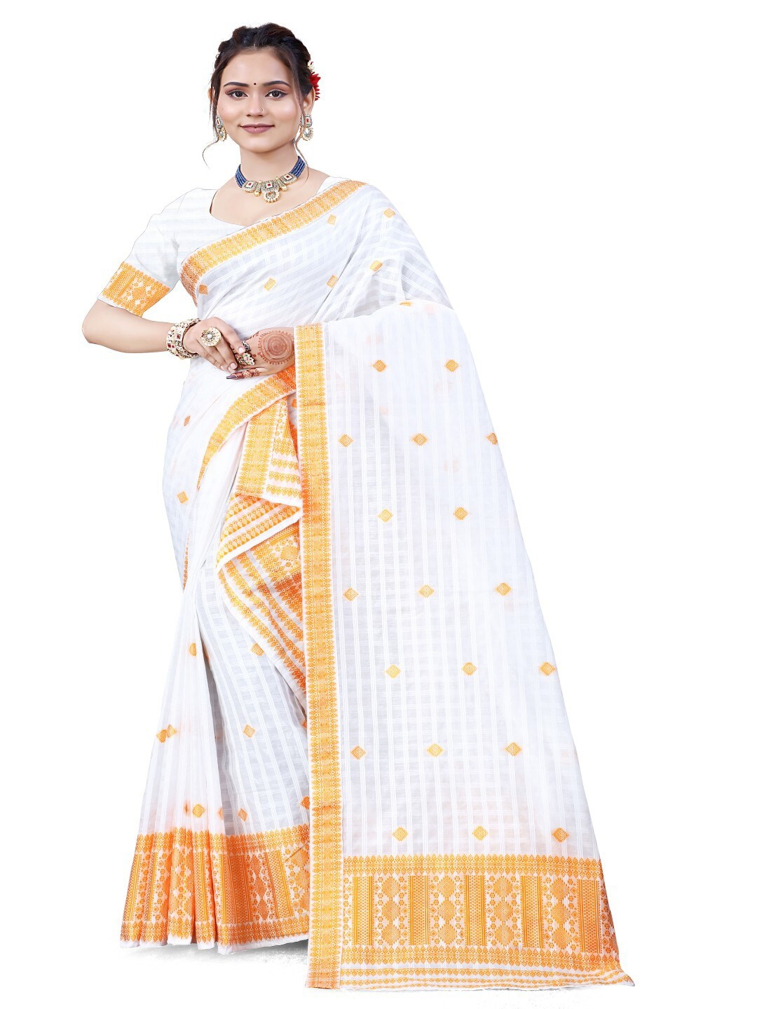 

Skiran's Assamese Mekhela Chador Woven Design Saree, Yellow