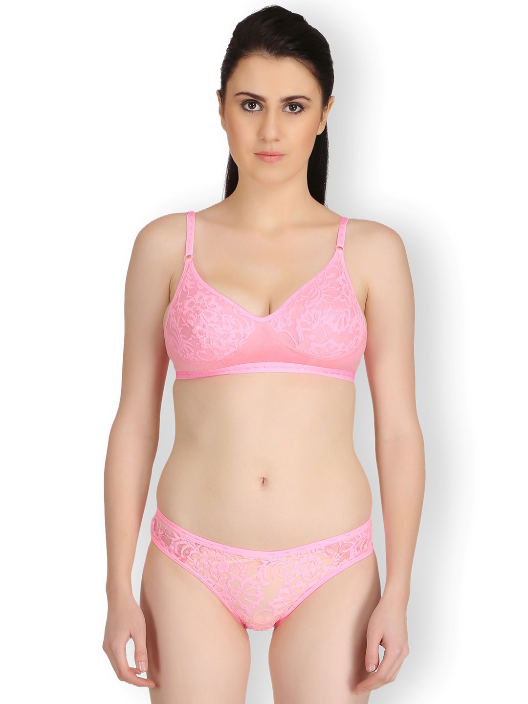 

SELFCARE Self Design Net Lingerie Set, Pink