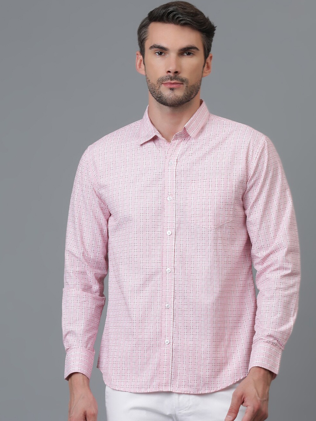 

Kotty New Checked Spread Collar Shirt, Pink