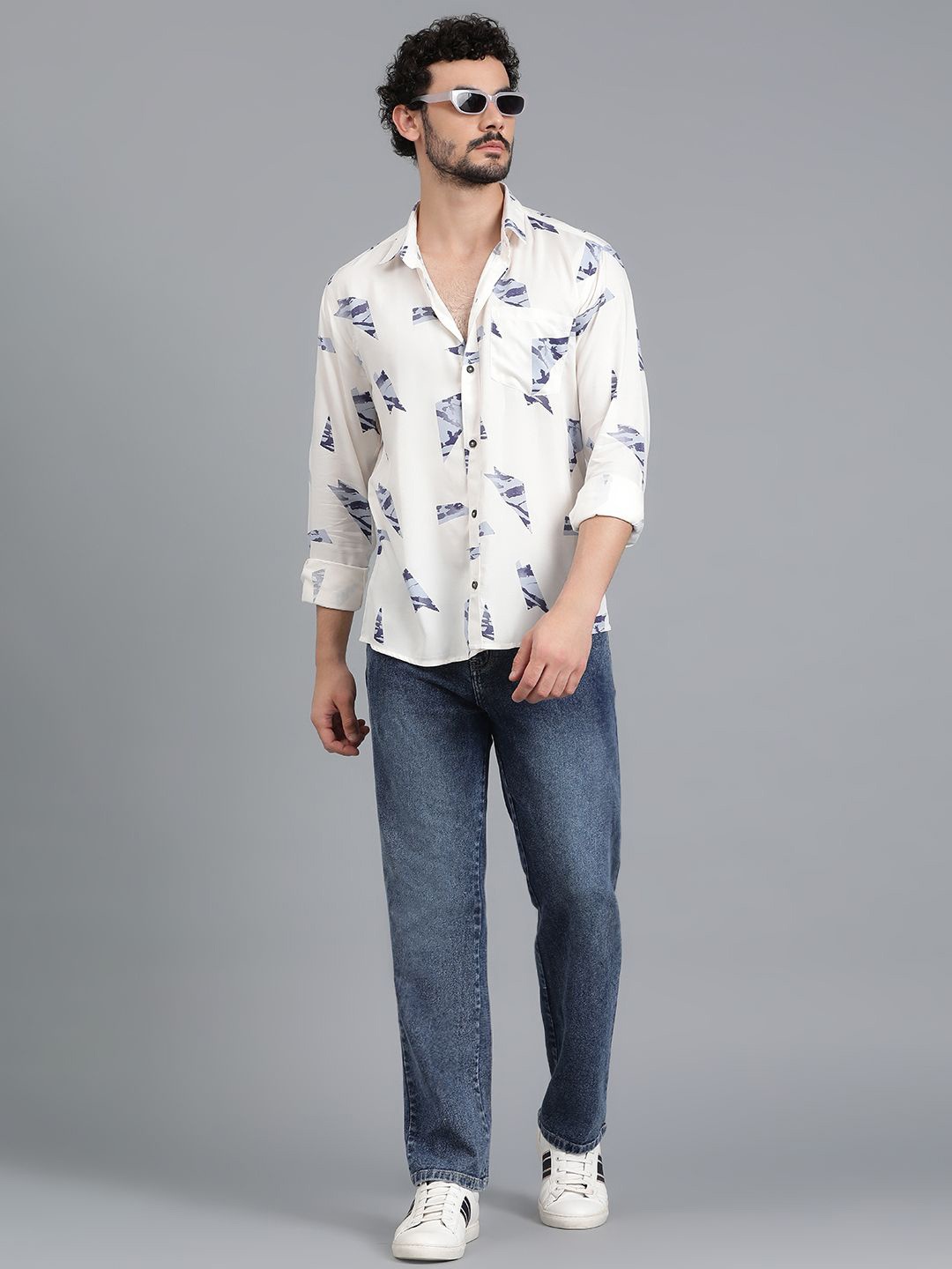 

Kotty New Relaxed Fit Abstract Printed Casual Shirt, Cream