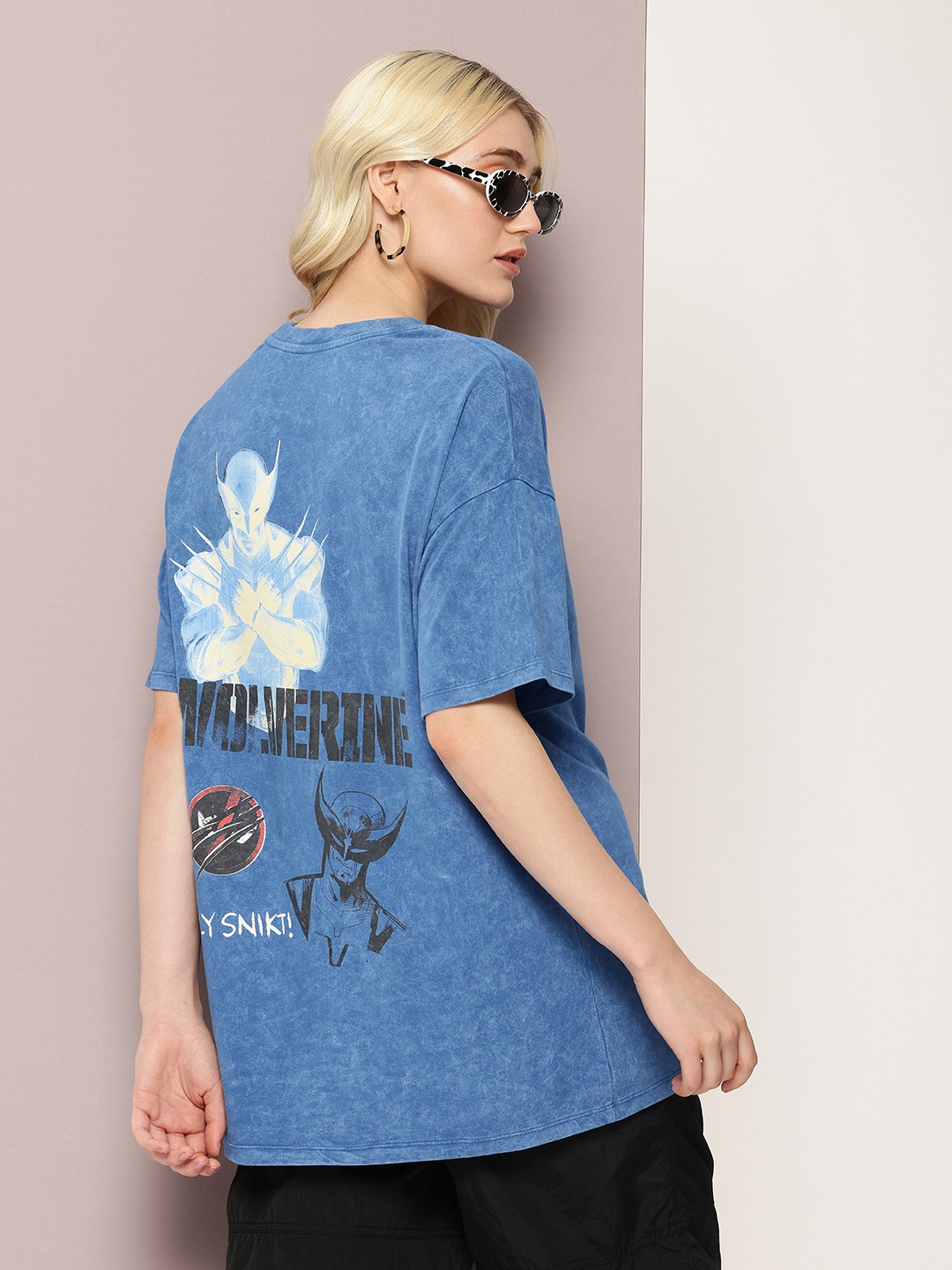 

Kook N Keech Marvel Deadpool Printed Oversized Drop-Shoulder Sleeves T-shirt, Blue