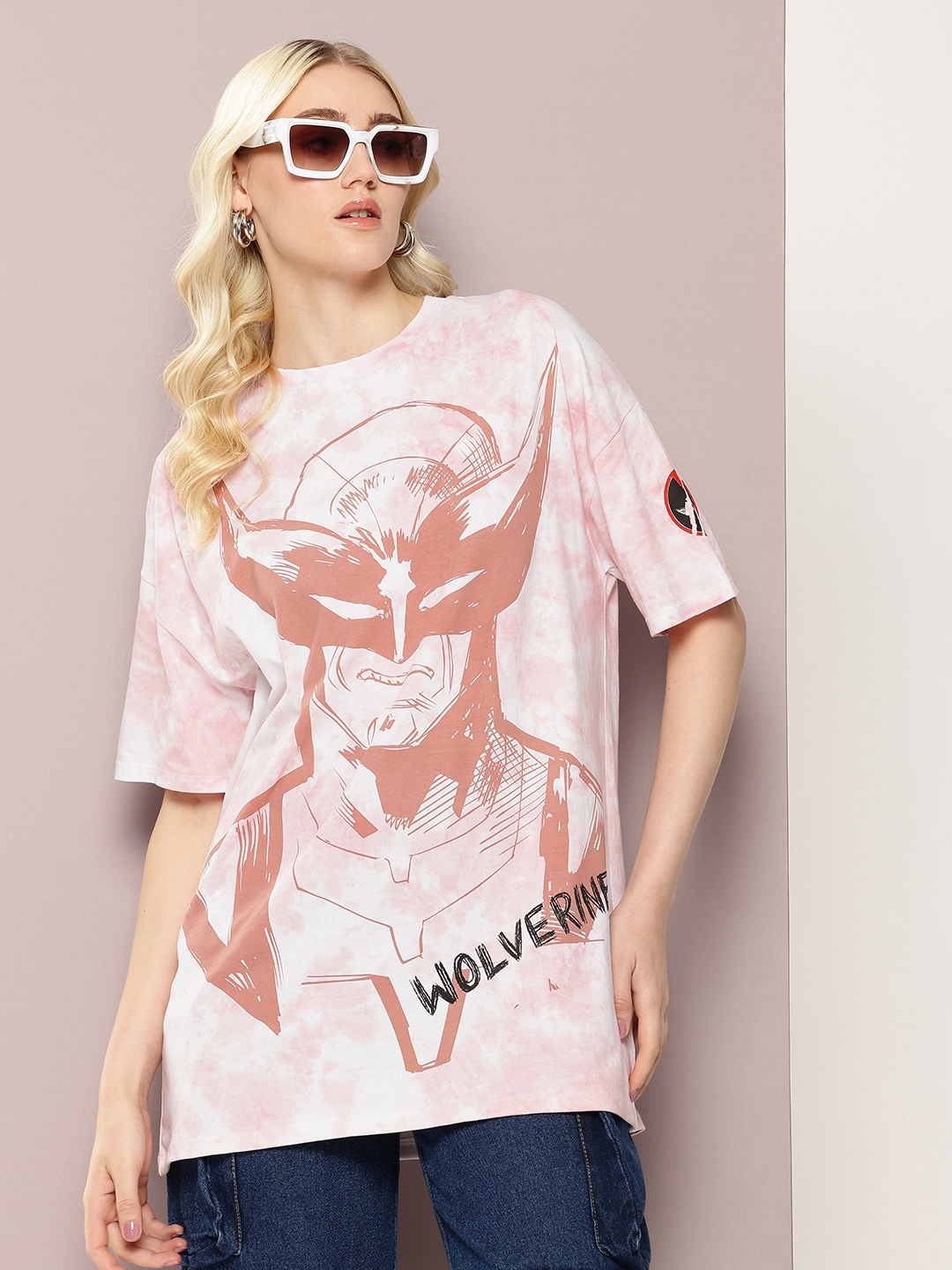 

Kook N Keech Marvel Wolverine Printed Drop-Shoulder Sleeves Oversized T-shirt, Cream